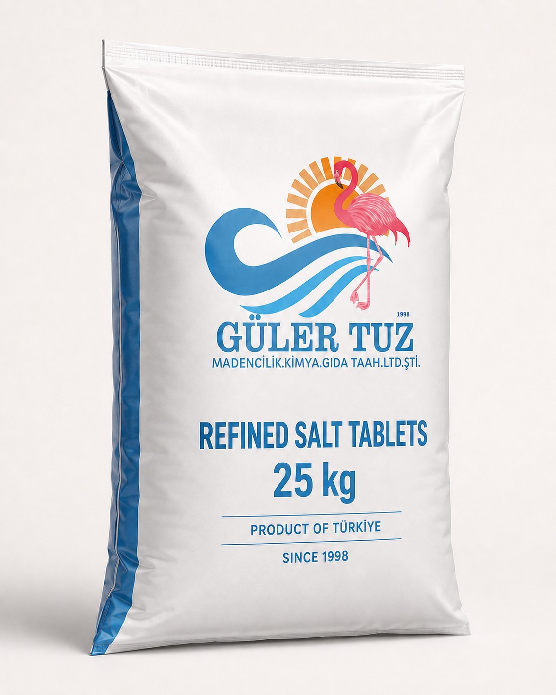 Güler Tuz 25 kg refined salt tablets packaging